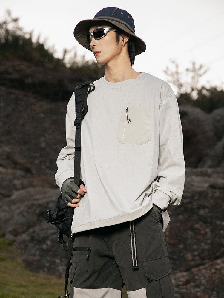 Trendy Brand Normcore Style Long-Sleeved T-Shirt For Men Running Fitness Antibacterial Moisture-Wicking Sun Protection Sports Quick-Drying Clothing For Men - Image 3