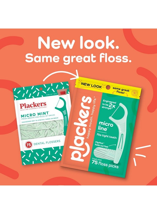 Plackers Micro Line Dental Floss Picks, Fold-Out FlipPick, Tuffloss, Easy Storage with Sure-Zip Seal, Fresh Mint Flavor, 300 Count - Image 2