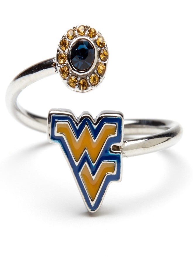 Stone Armory West Virgina Mountaineers Gifts for Women - West Virginia Logo Ring with Crystals - Hypoallergenic and Adjustable Sizes 5-12 - Womens WVU Gifts and WV Gear - Image 1