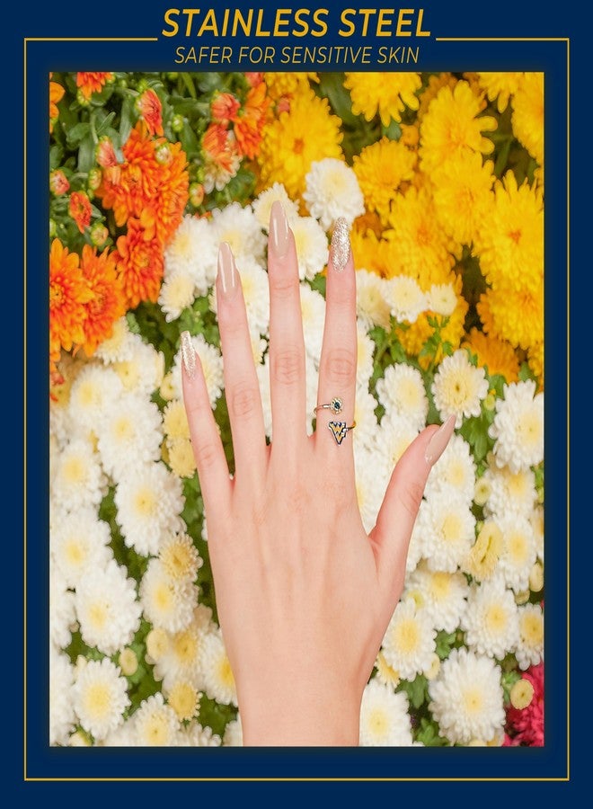 Stone Armory West Virgina Mountaineers Gifts for Women - West Virginia Logo Ring with Crystals - Hypoallergenic and Adjustable Sizes 5-12 - Womens WVU Gifts and WV Gear - Image 4