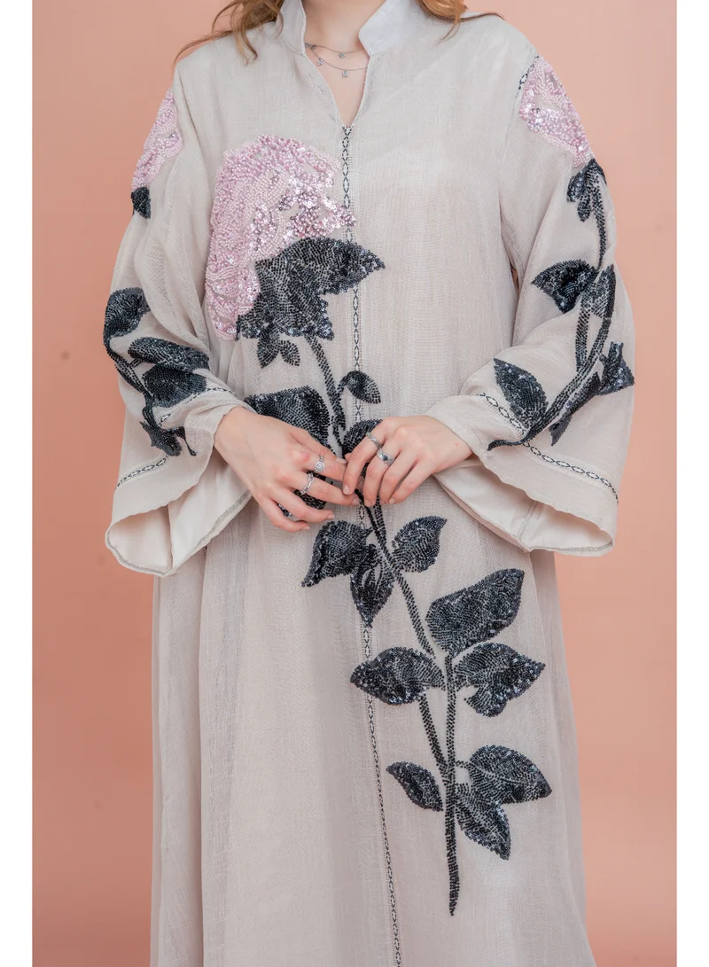 IKKXA Crystal Handwork Modern Jalabiya IK1034 Beige