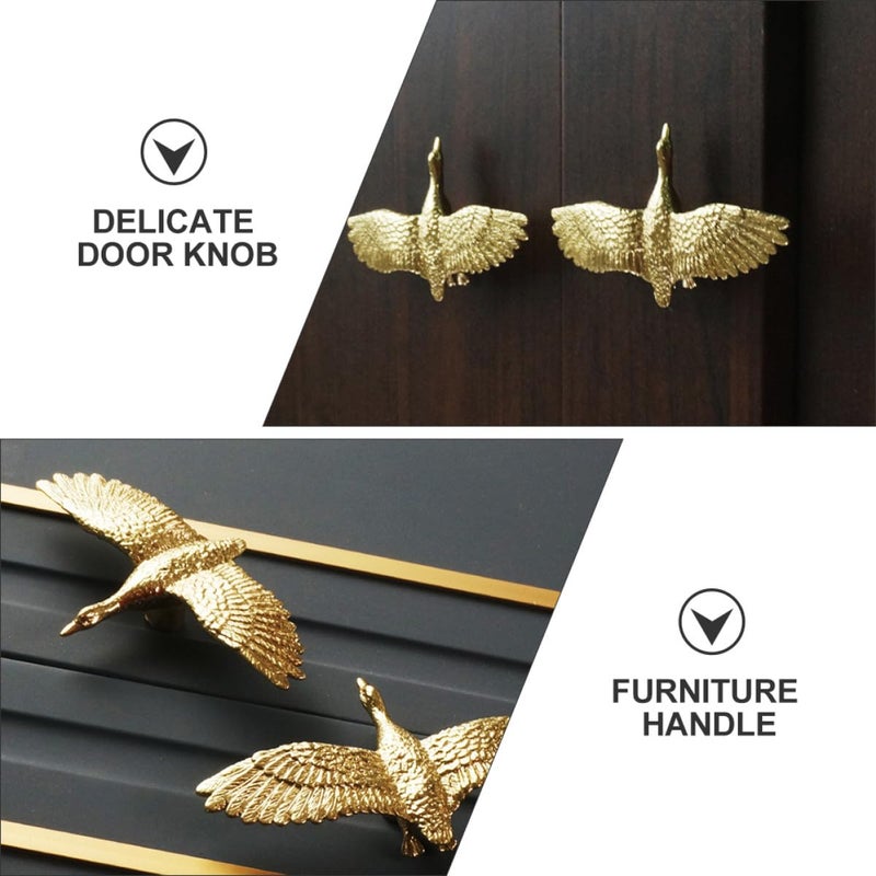 Nordic Style Brass Bird Shaped Cabinet Pull Handle Drawer Knob 80x47x17mm Gold - Image 4