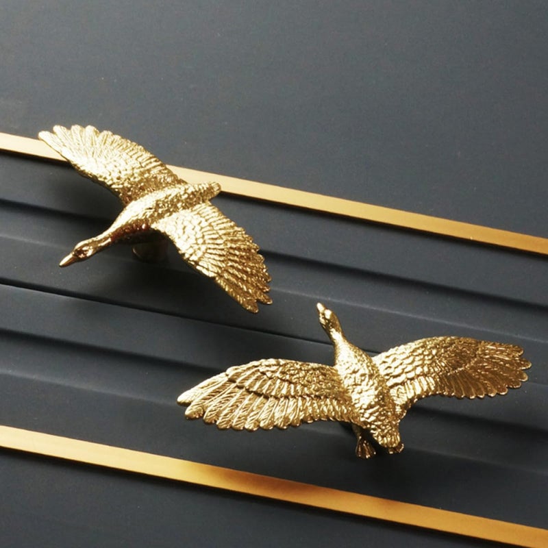 Nordic Style Brass Bird Shaped Cabinet Pull Handle Drawer Knob 80x47x17mm Gold - Image 5