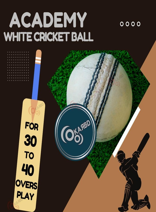 KARBD Cricket Ball Leather 4 Piece Professional Hand Stitching Seam Waterproof Coating Hard Season Ball for Practice and Tournament Club Matches (30 to 40 Overs, Academy White) - Image 4