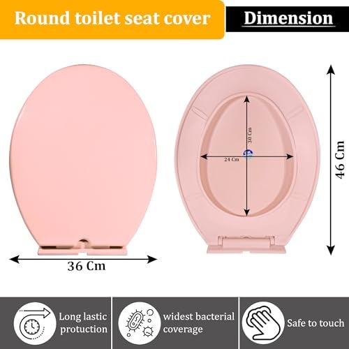 Sandcastle Round Pvc Toilet Seat Cover for Regular EWC Colours - Salmon Pink - Image 3