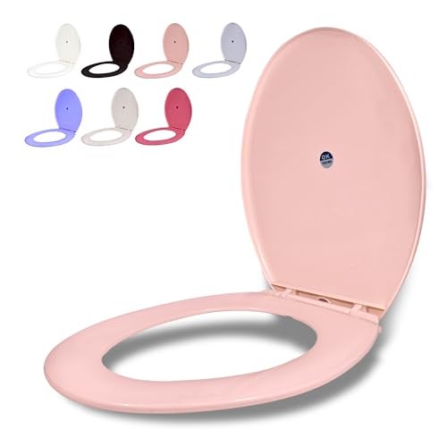 Sandcastle Round Pvc Toilet Seat Cover for Regular EWC Colours - Salmon Pink - Image 1