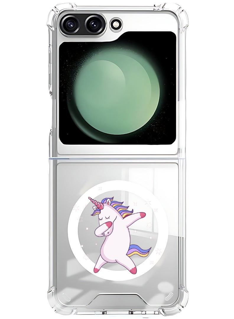 Theodor Magnetic Case for Samsung Galaxy Z Flip 5 Compatible with MagSafe Wireless Charging, Shockproof Phone Bumper Cover unicorn - Image 1