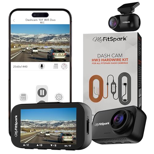 FitSpark MyFitSpark DC-101 WiFi Duo 4MP Real 2K Dual Channel Dash Cam | No.1 Novatek AI Chipset | 2.7" IPS HD Display | Super Night Vision, G-Sensor, GPS & WiFi | Bundle Pack with HARDWIRE KIT Worth Rs.3490 - Image 1
