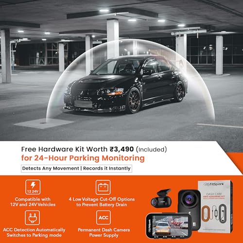 FitSpark MyFitSpark DC-101 WiFi Duo 4MP Real 2K Dual Channel Dash Cam | No.1 Novatek AI Chipset | 2.7" IPS HD Display | Super Night Vision, G-Sensor, GPS & WiFi | Bundle Pack with HARDWIRE KIT Worth Rs.3490 - Image 3
