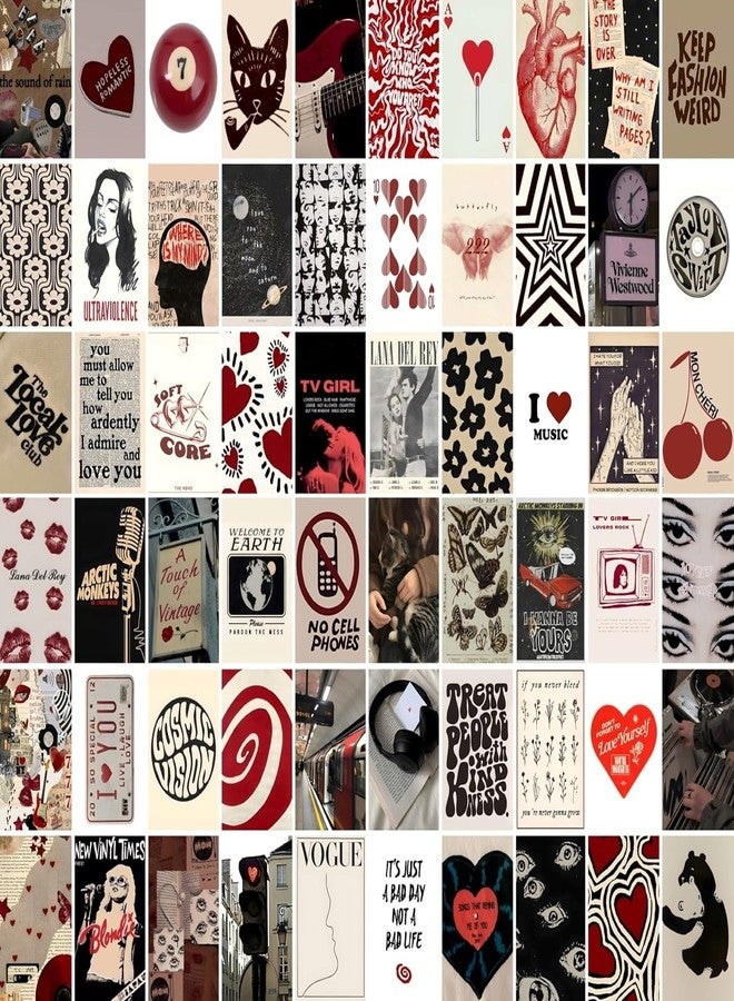 KARTMEN 60 pcs Downtown Girl Room Decor, Coquette y2k 2000’s Grunge Posters, TV Girl Lana Del Rey Retro Music Wall Art for Bedroom, Trendy Vintage Funky College Dorm Wall Collage Kit Aesthetic Pictures (Downtown) - Image 1