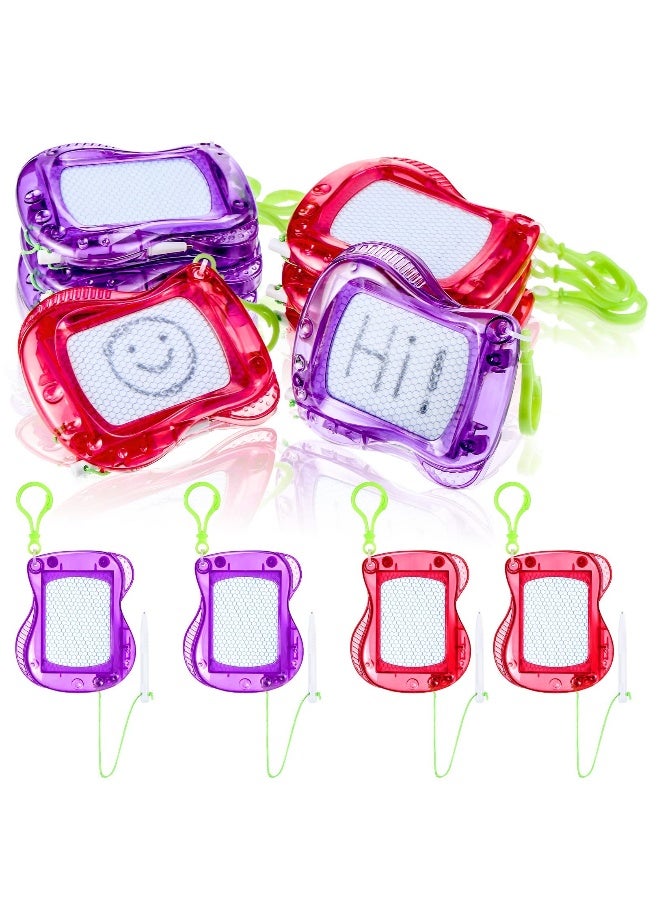 Mini Magnetic Drawing Boards, 8 Pieces Doodle Boards Backpack Keychain Clip Drawing Boards Erasable Sketch Pad for Kids Art Supplies Party Favors Goodie Bag Filler  - Image 1