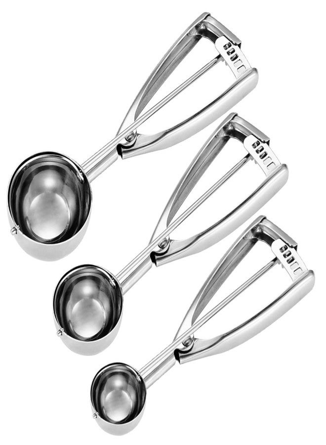 Fayomir Cookie Scoop Set - Small/1 Tbsp, Medium/2 Tbsp, Large/3 Tbsp - Cookie Dough Scoop, Cookie Scoops for Baking Set of 3,18/8 Stainless Steel Melon Baller Scoops Ice Cream Scoop - Image 1