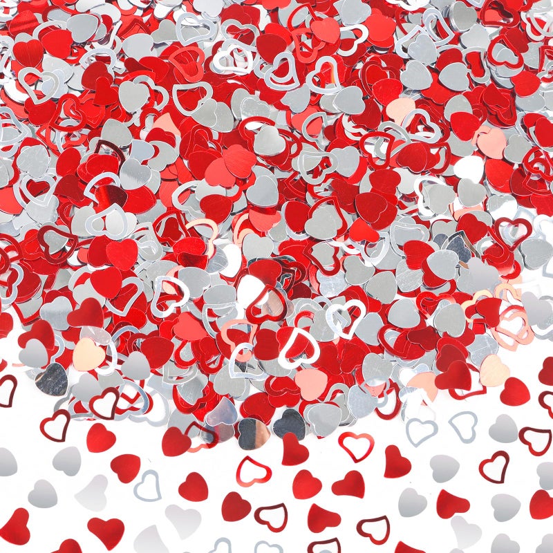FOIMAS Heart Table Confetti,2.1oz Valentine's Day Metallic Foil Heart Confetti Sequin for Valentine's Day Wedding Bridal Shower Birthday Party Decoration Supply - Image 1