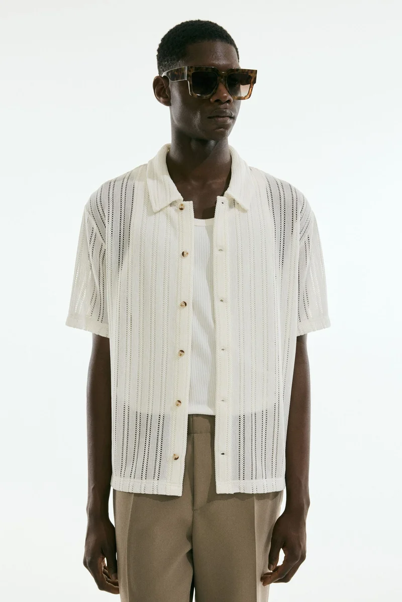 H&M Regular Fit Crochet-look shirt