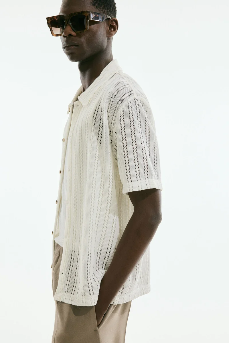 H&M Regular Fit Crochet-look shirt