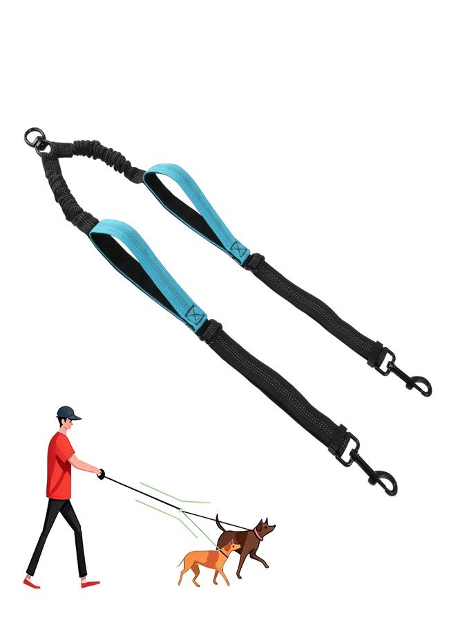 GLIDESMOOTH Double Dog Leash, No Tangle Dual Leash for Two Dogs with Adjustable Long Rope and Dual Control Handles, Design for Training Pets, Sky Blue - Image 1