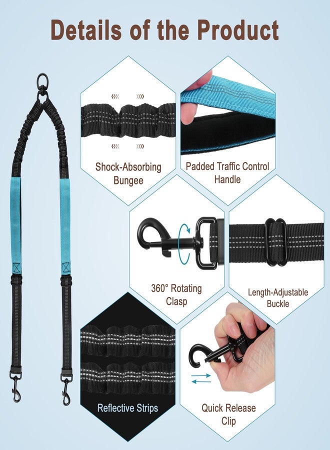 GLIDESMOOTH Double Dog Leash, No Tangle Dual Leash for Two Dogs with Adjustable Long Rope and Dual Control Handles, Design for Training Pets, Sky Blue - Image 3