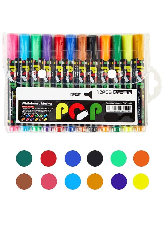 CHHQLZS - 12-Piece Whiteboard Marker Set, Dry Erase Markers with Chisel Tip, Non-Toxic Low-Odor Erasable Markers for Office, School, Classroom, and Home - Image 1