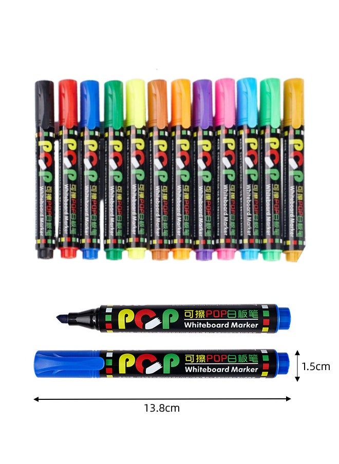 CHHQLZS - 12-Piece Whiteboard Marker Set, Dry Erase Markers with Chisel Tip, Non-Toxic Low-Odor Erasable Markers for Office, School, Classroom, and Home - Image 1