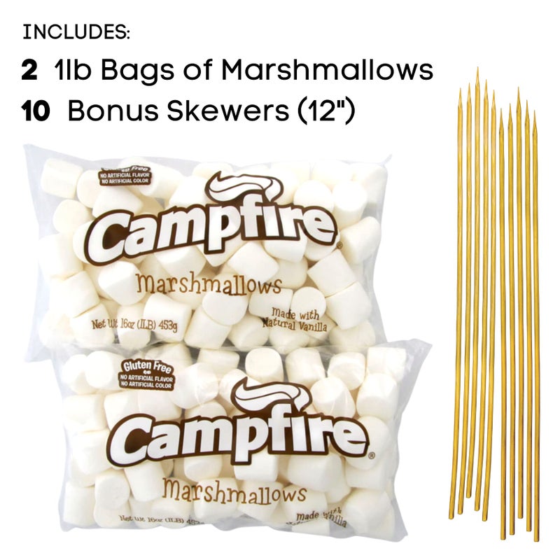 2 Pounds of Large White Marshmallows with Bonus Roasting Sticks - Made with Natural Vanilla, No Artificial Flavors - Great for Campfires, S'Mores, Rice Crisp Bars, Cake Garnishes, Hot Chocolate - Image 3