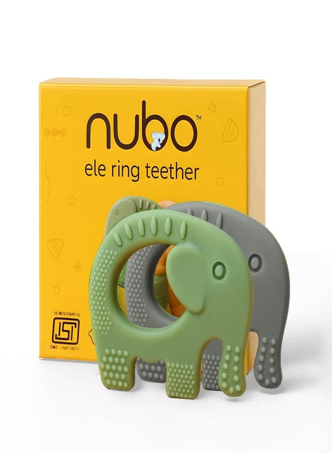 Nubokind Silicone Baby Teether Ring Set | BIS Certified Multi-Textured Soft Newborn Chew Toy | for 3, 6, 9, 12 Months + BPA Free Teether | Molar Relief Easy Grip | Safe Made in India | Pack of 2 - Image 1