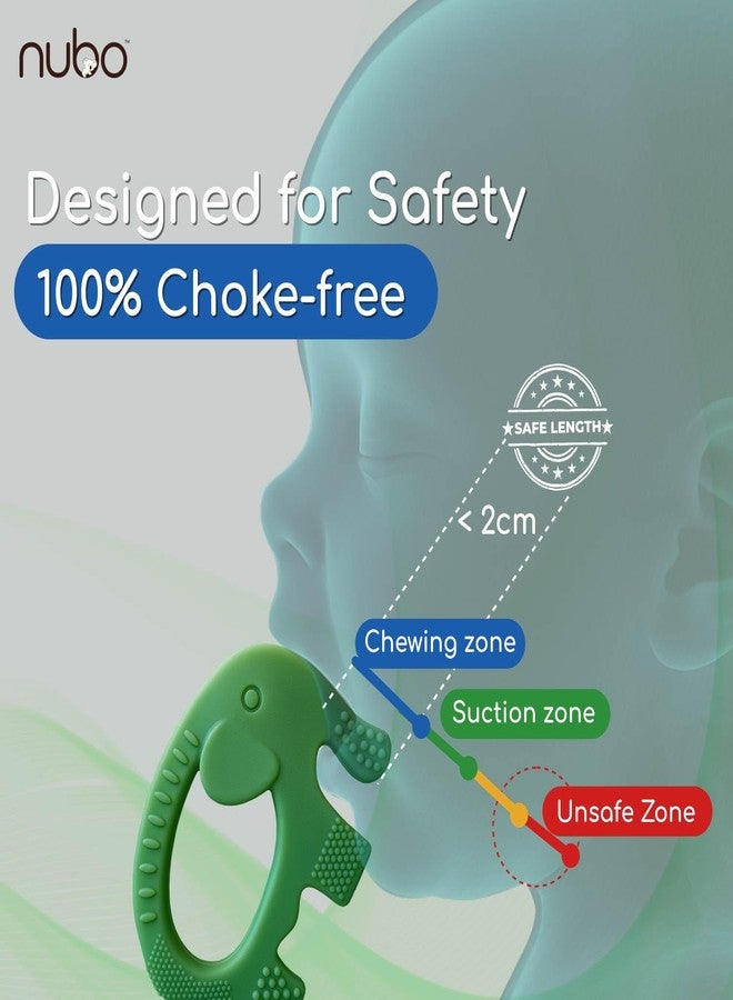 Nubokind Silicone Baby Teether Ring Set | BIS Certified Multi-Textured Soft Newborn Chew Toy | for 3, 6, 9, 12 Months + BPA Free Teether | Molar Relief Easy Grip | Safe Made in India | Pack of 2 - Image 4