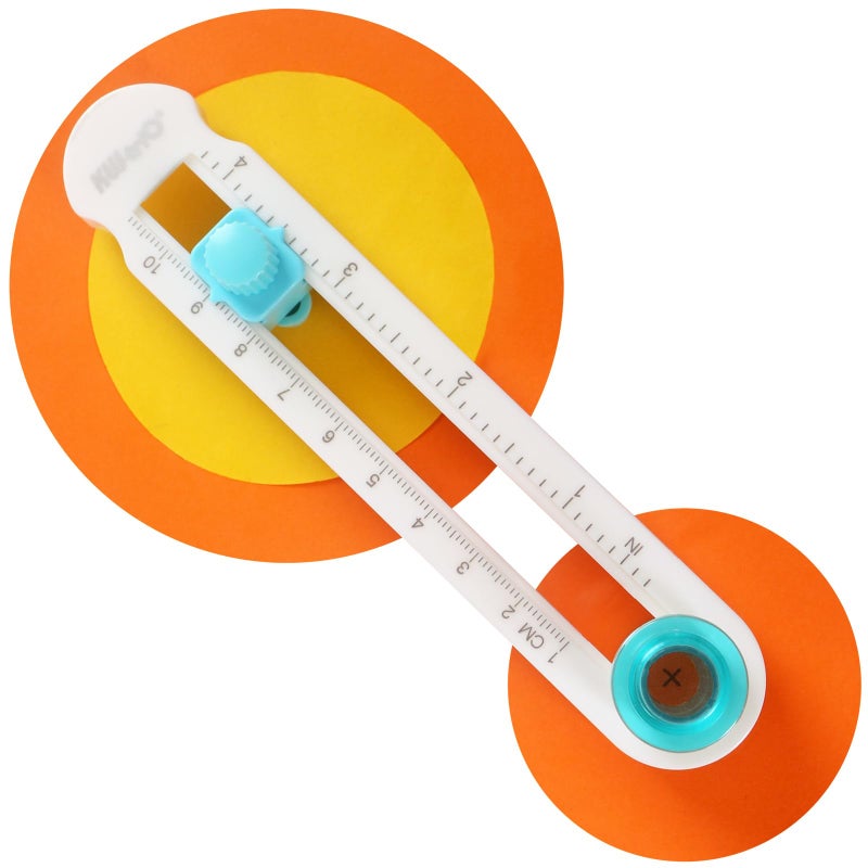 KWtriO Circe Cutter for Paper Crafting Circular Cutter Tool Rotary Compass Circle Cutter Adjustable Cutting Diameter Ranges from 34 in to 8 in Cyan  White Mini