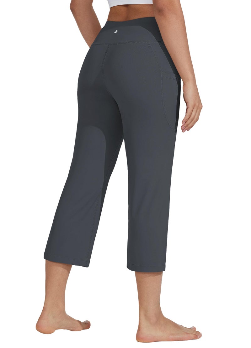 Willit سروال اليوغا النسائي من ويليت بخصر مرتفع، ليجنز قصير، ساق مستقيم، رياضي، تمرين، 21" رمادي داكن XL - Image 2