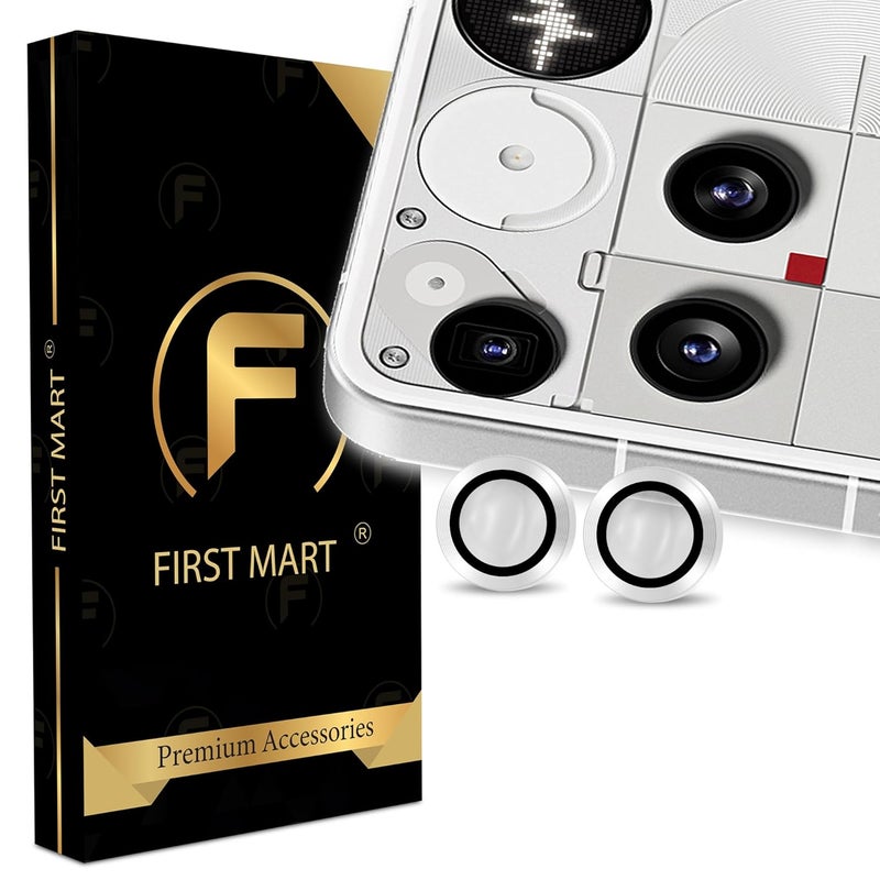 FIRST MART Camera Lens Protectors for Nothing Phone 3 (6.7 Inches) Tough HD Individual Aluminum Alloy Lens Ring Cover, Scratch Resistant, Thin Lens Protection| Silver, 1 Pack - Image 1