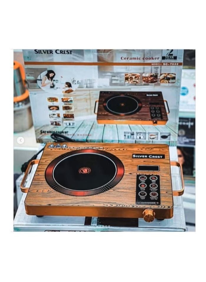 سيلفر كريست موقد كهربائي يعمل بالاشعة تحت الحمراء من سيلفر كريست بقدرة 3500 مزود بشاشة ديجتال رقمية مع 11 مستوى طاقة للطبخ يعمل باللمس مناسب لجميع الحلل والمقالى مزود ب2مقبض عازل للحرارة - Image 2