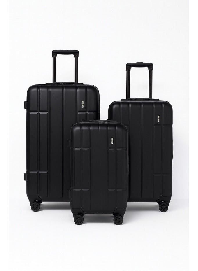 Space Luggage Set of 3 Hardside with Spinner Wheels & Lightweight ABS Luggage for Travel, 28/24/20, Black - Image 1