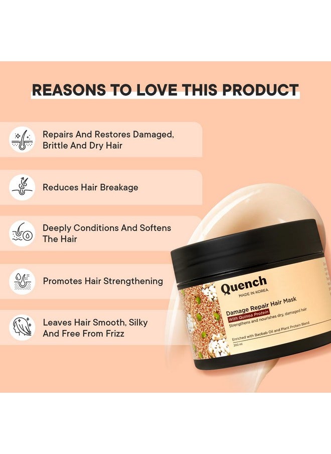 Quench Damage Repair Hair Mask With Quinoa Protein & Ceramides | Restores Dry & Damaged Hair | Strengthens Hair And Adds Shine | Made In Korea (200Ml) - pzsku/ZDA597186F55C4228C3FCZ/45/_/1733730081/4eadded5-5b1e-47c8-81c3-b29f1e255970