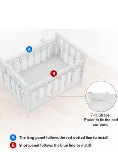 TLAXCA 2PCS Baby Mesh Cot Bed Bumper Adjustable Anti Bumper for Bedroom Crib Rail Cover Protection Fresh Breathing Bedding All Season Cot Liner Set White  - Image 4