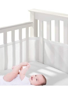 TLAXCA 2PCS Baby Mesh Cot Bed Bumper Adjustable Anti Bumper for Bedroom Crib Rail Cover Protection Fresh Breathing Bedding All Season Cot Liner Set White  - Image 2