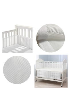 TLAXCA 2PCS Baby Mesh Cot Bed Bumper Adjustable Anti Bumper for Bedroom Crib Rail Cover Protection Fresh Breathing Bedding All Season Cot Liner Set White  - Image 5