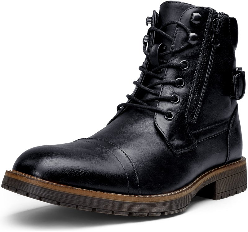 Vostey Men's Boots Black Boots for Men Casual Boots Motorcycle Combat Ankle Dress Boots Mens (BMY678A black 07) - Image 1