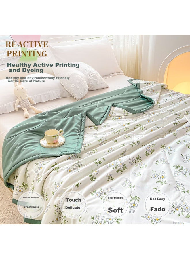 Printed Antibacterial Summer Cool Quilt, Machine Washable Air Conditioning Comforter, 150*200Cm, Green Shadow Camouflage - Image 2