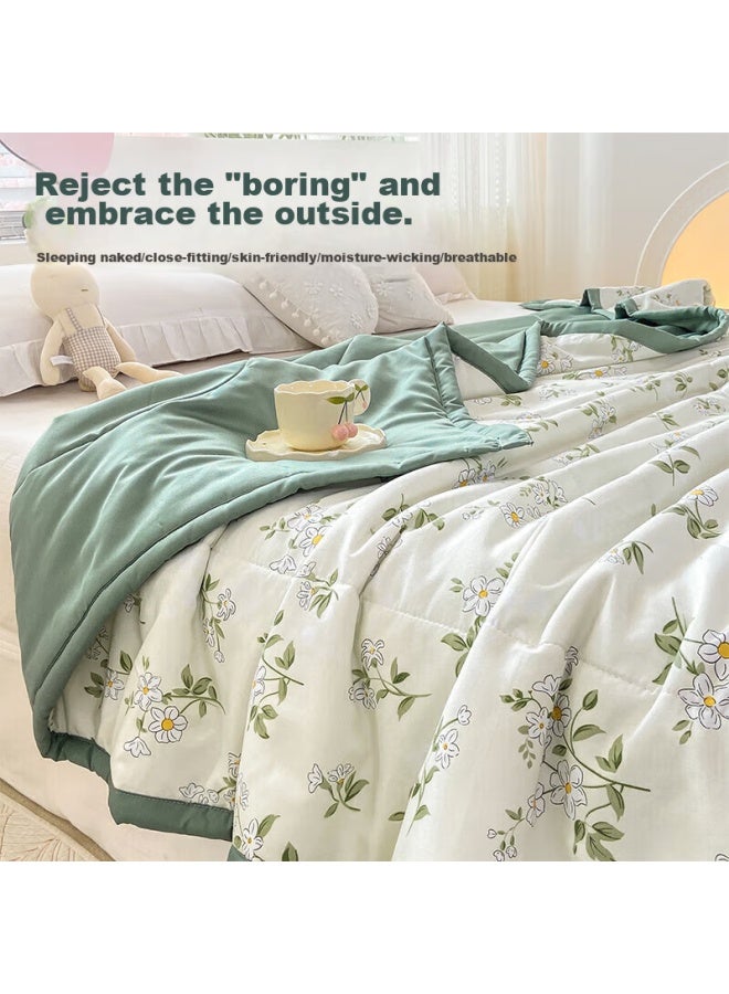 Printed Antibacterial Summer Cool Quilt, Machine Washable Air Conditioning Comforter, 150*200Cm, Green Shadow Camouflage - Image 4