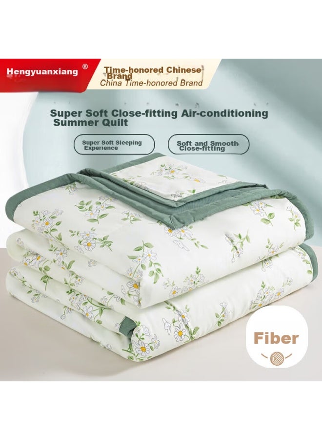 Printed Antibacterial Summer Cool Quilt, Machine Washable Air Conditioning Comforter, 150*200Cm, Green Shadow Camouflage - Image 1