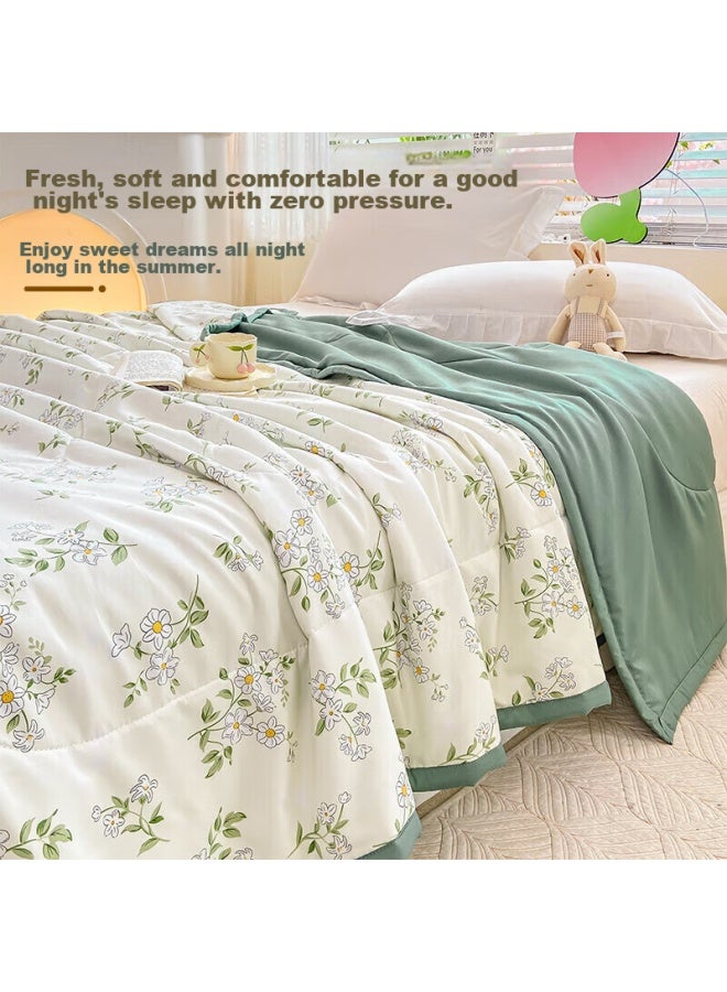 Printed Antibacterial Summer Cool Quilt, Machine Washable Air Conditioning Comforter, 150*200Cm, Green Shadow Camouflage - Image 3