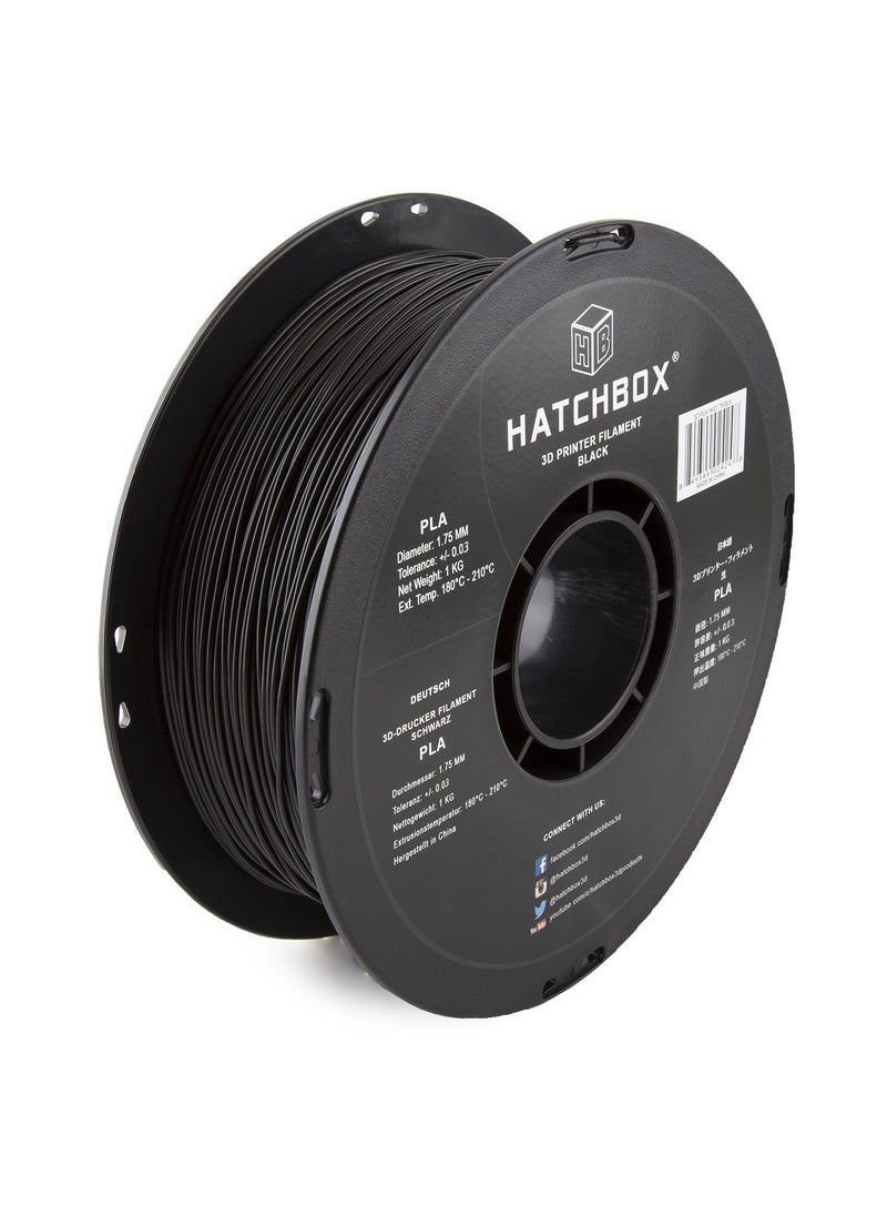 HATCHBOX HATCHBOX 1.75mm Black PLA 3D Printer Filament, 1 KG Spool, Dimensional Accuracy +/- 0.03 mm, 3D Printing Filament  - Image 1