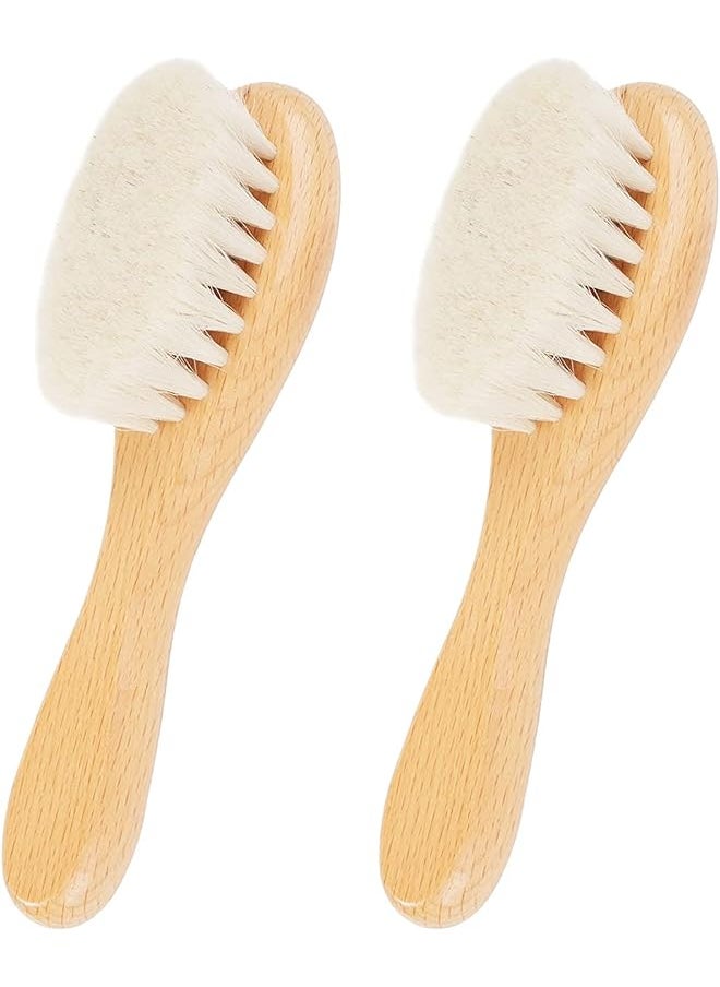 erorex - Baby Hair Brush 2 Pcs Baby Hair Brush With Wooden Handle Natural Soft Goat Bristle Cradle Cap Brush - Image 1