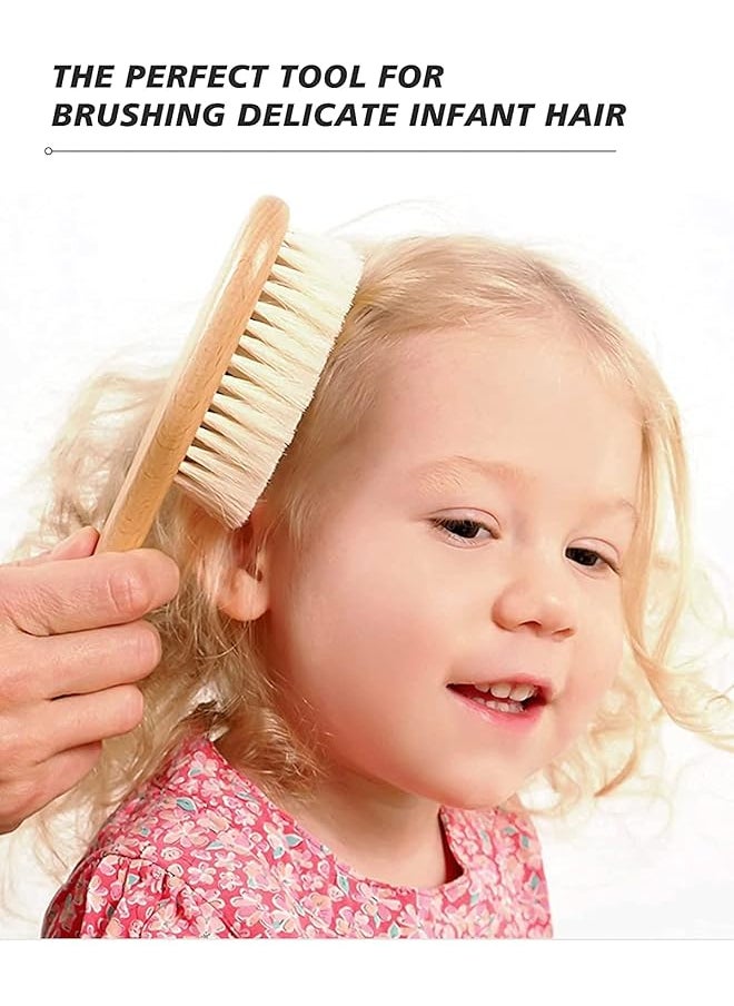 erorex - Baby Hair Brush 2 Pcs Baby Hair Brush With Wooden Handle Natural Soft Goat Bristle Cradle Cap Brush - Image 1