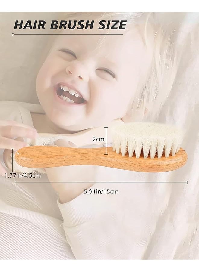 erorex - Baby Hair Brush 2 Pcs Baby Hair Brush With Wooden Handle Natural Soft Goat Bristle Cradle Cap Brush - Image 1