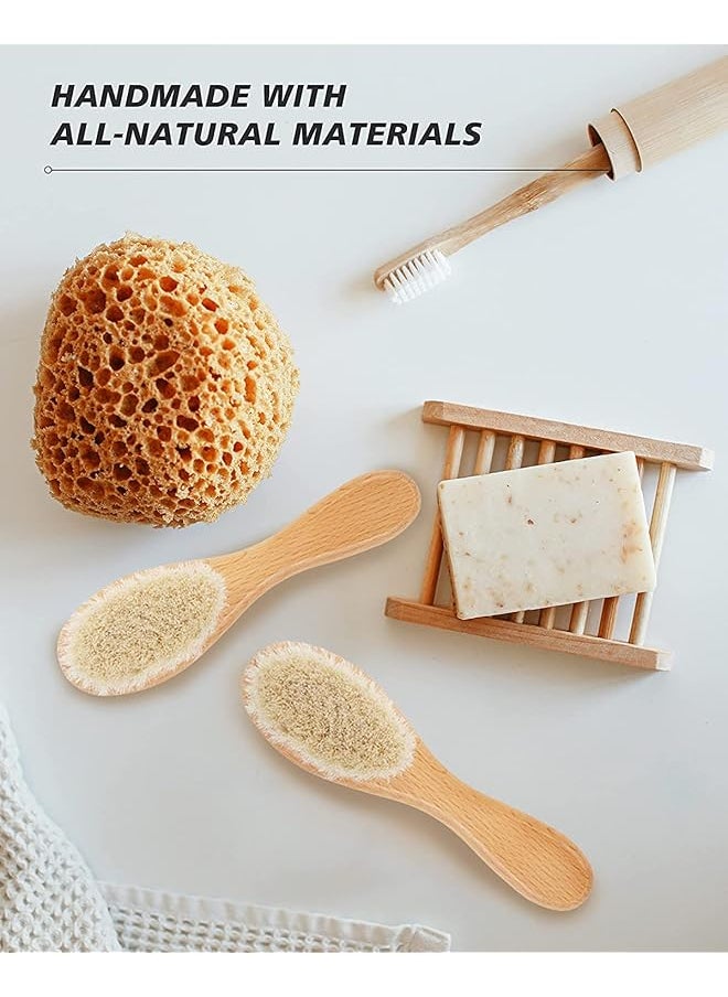 erorex - Baby Hair Brush 2 Pcs Baby Hair Brush With Wooden Handle Natural Soft Goat Bristle Cradle Cap Brush - Image 1