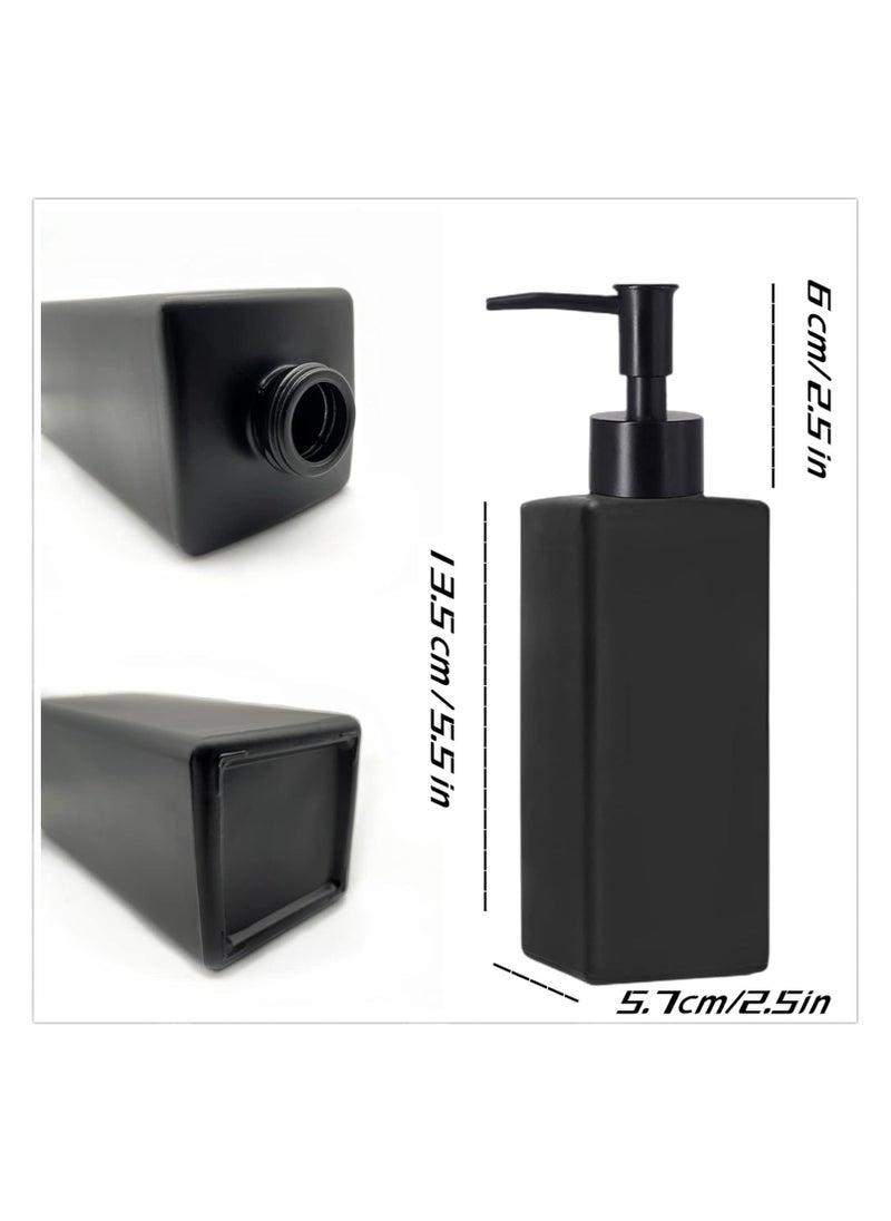 ماركة غير محددة - 2 Pack Glass Soap Dispenser Bottle with Pump , 12 Oz Refillable Liquid Hand Jar Dispenser for Bathroom, Countertop, Kitchen, Laundry Room - Image 1