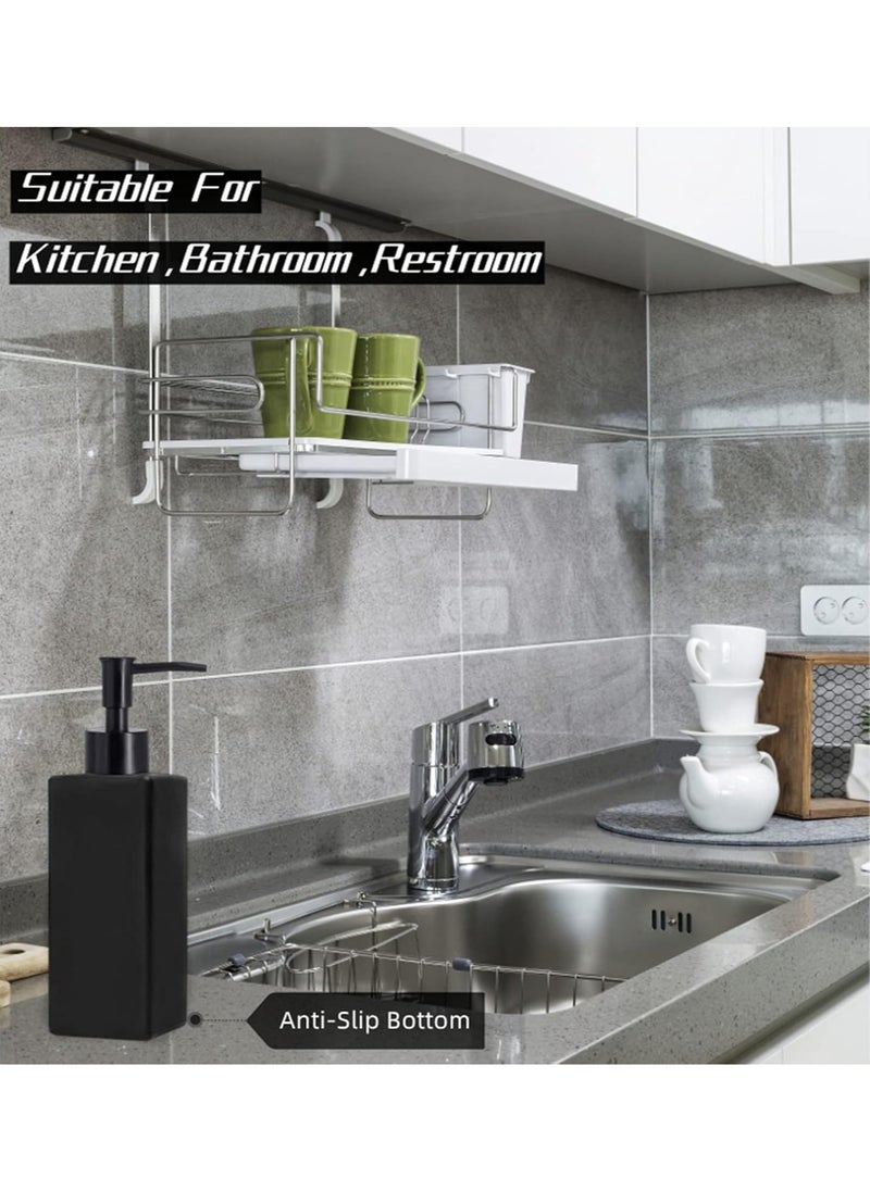 ماركة غير محددة - 2 Pack Glass Soap Dispenser Bottle with Pump , 12 Oz Refillable Liquid Hand Jar Dispenser for Bathroom, Countertop, Kitchen, Laundry Room - Image 1