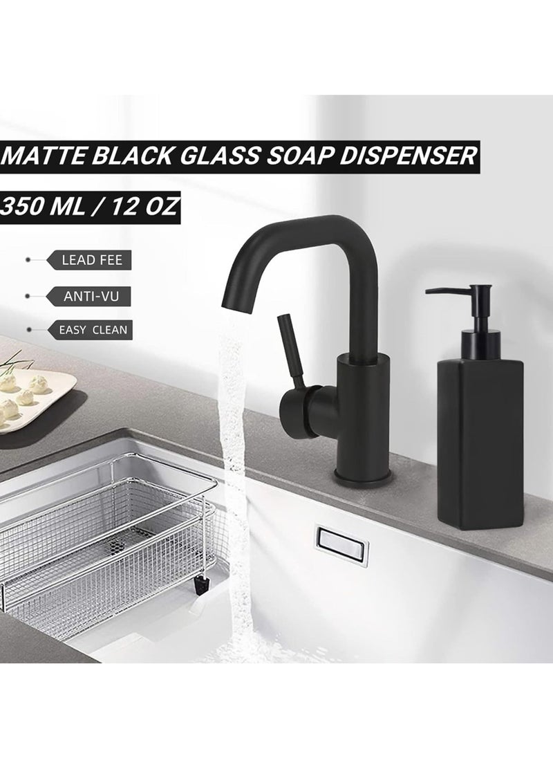 ماركة غير محددة - 2 Pack Glass Soap Dispenser Bottle with Pump , 12 Oz Refillable Liquid Hand Jar Dispenser for Bathroom, Countertop, Kitchen, Laundry Room - Image 1
