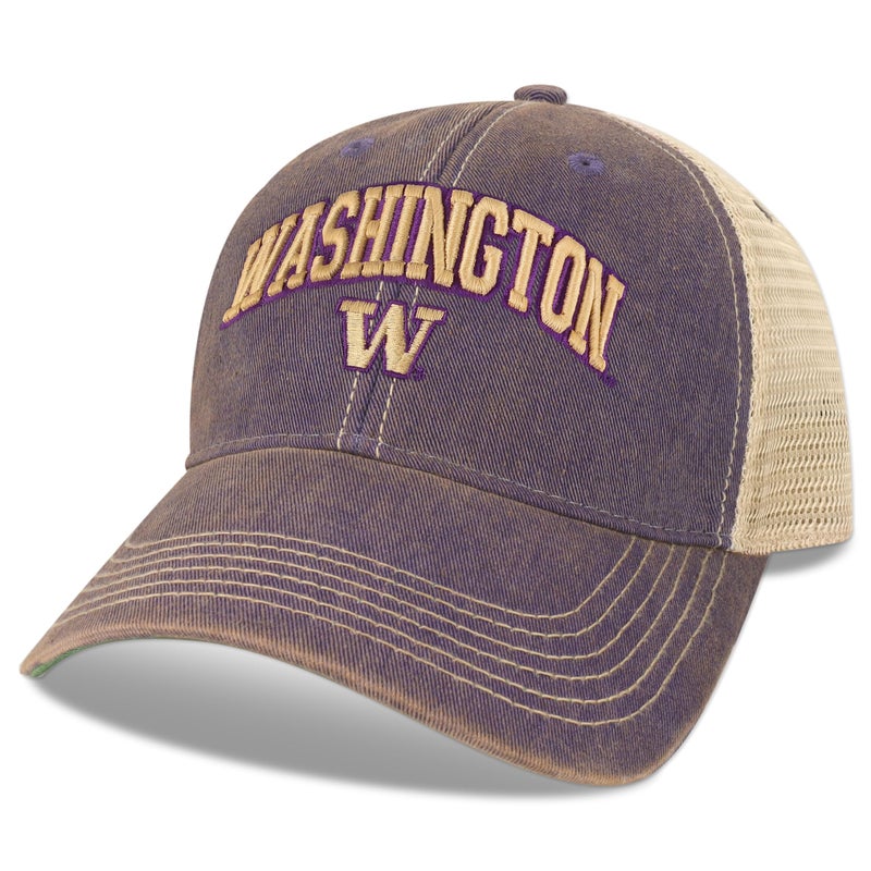 Legacy NCAA Officially Licensed Baseball Hat, Washington Huskies, Lightweight Cap for Men & Women, Old Favorite Trucker Adjustable (OFA), Purple Trucker, One Size Fits Most, Snapback Closure - Image 1
