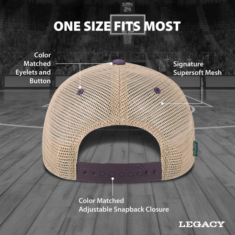 Legacy NCAA Officially Licensed Baseball Hat, Washington Huskies, Lightweight Cap for Men & Women, Old Favorite Trucker Adjustable (OFA), Purple Trucker, One Size Fits Most, Snapback Closure - Image 2
